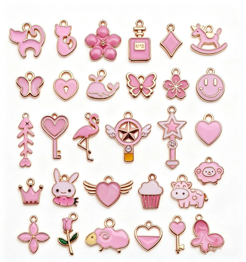 Pink Zinc Alloy DIY Charms