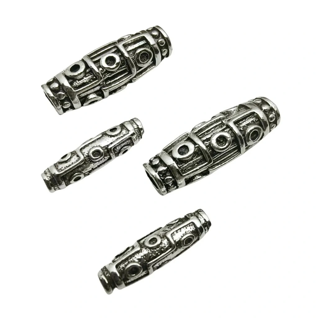 6×21mm Alloy Nine-Eye Dzi Barrel Beads