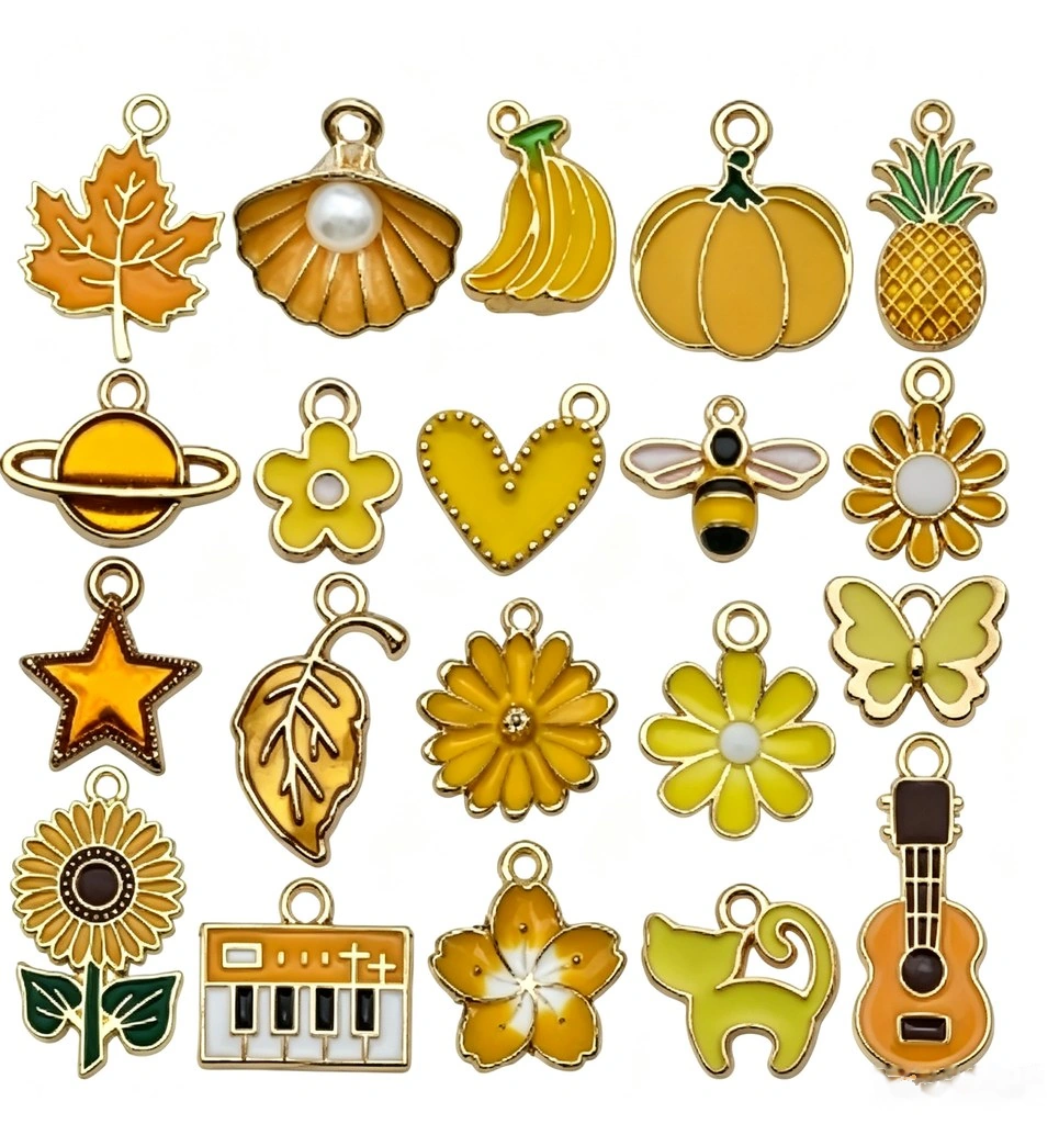 Yellow Enamel Alloy Charm