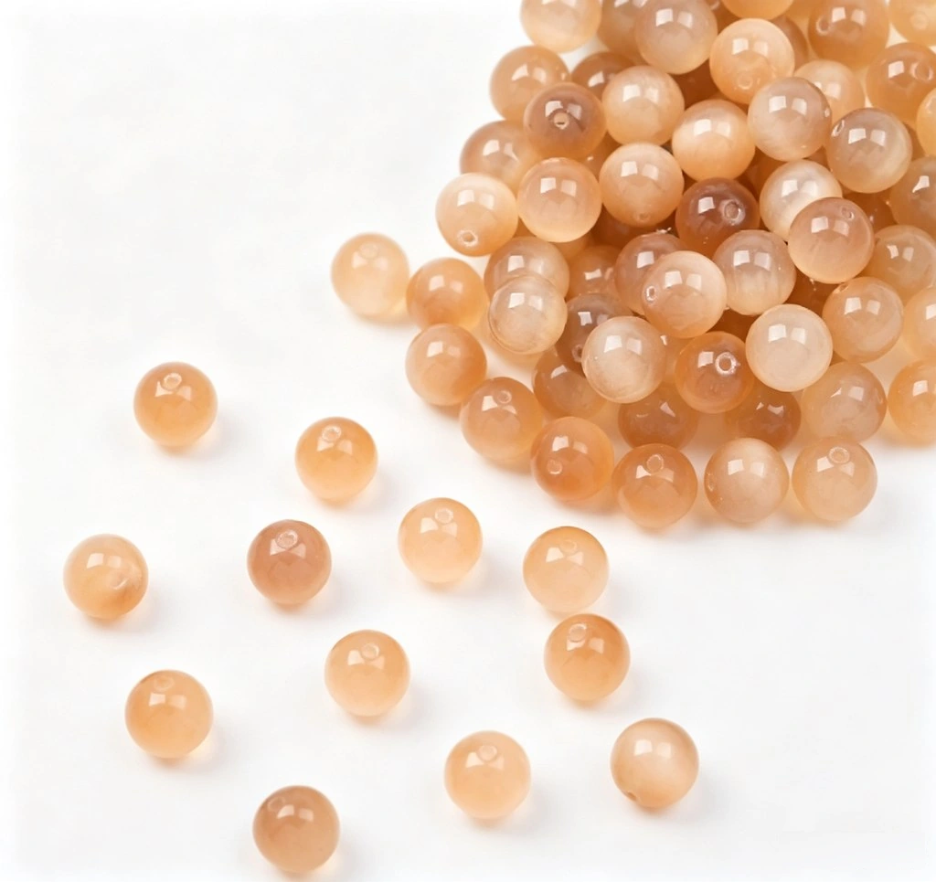 8mm Champagne Cat's Eye Glass Round Loose Beads